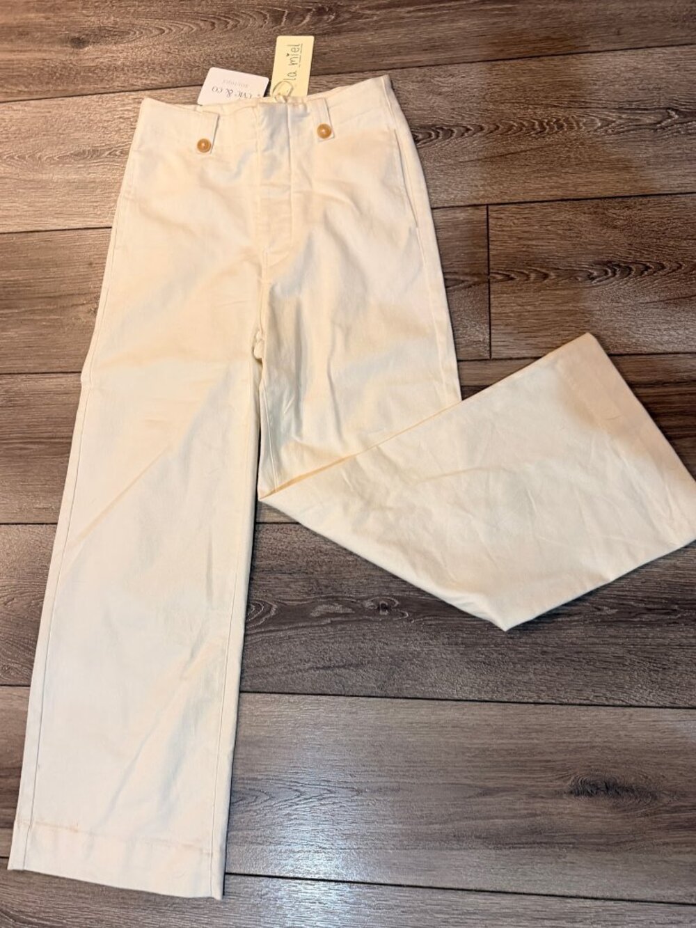 Evie & Co White High Waisted Palazzo Wide Leg Pants – Medium NWT